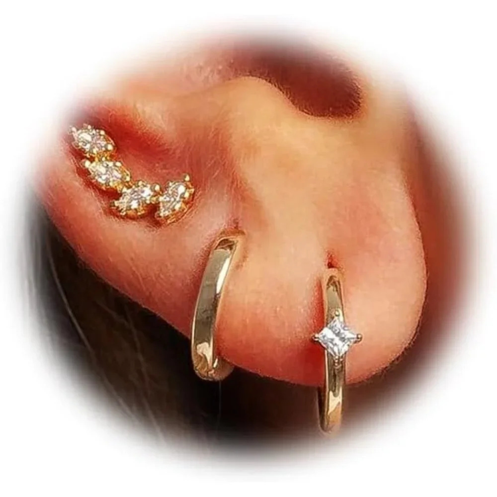 ❤️Women Gold Plated Cartilage Earring Hoop Earring Set Piercing Small  Jewelry